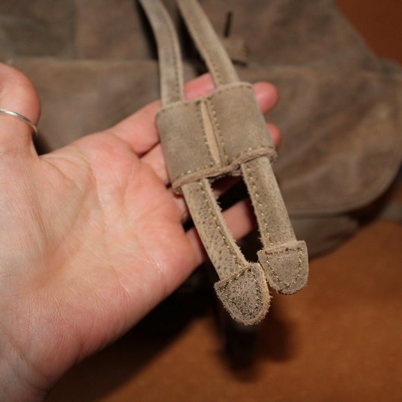 7 Chi Anthropologie light brown distressed genuine leather backpack main image 6